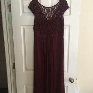 Floor length burgundy bridesmaid dress